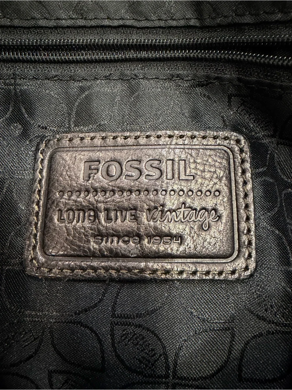 Fossil Black Pebbled Leather Shoulder Bag with Removable Strap